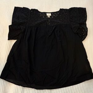 A New Day Black Eyelet Blouse